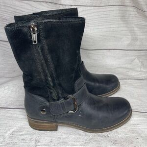Clarks Women’s 9 Majorca Isle Black Suede Leather Moto Boots